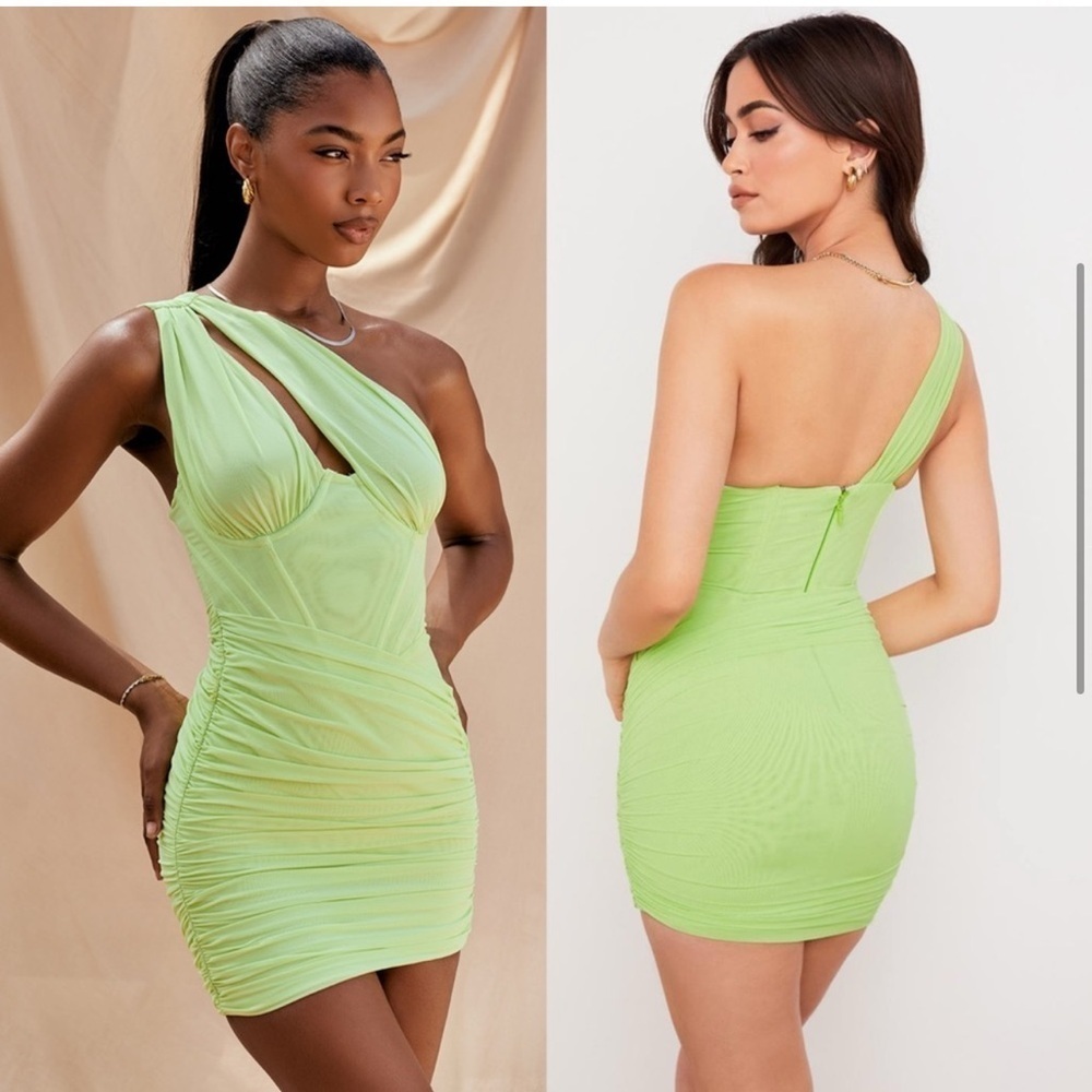 House of CB Clementine Mini Dress in Lime - Picture 4 of 14